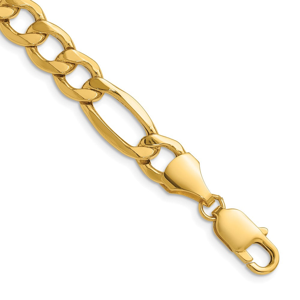 14K Gelbgold 9.4mm Halbmassiv Figaro Gliederarmband