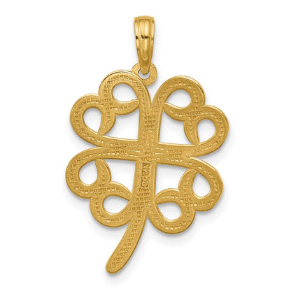 14K Gelbgold Polierter Vierblättriges Kleeblatt Anhänger