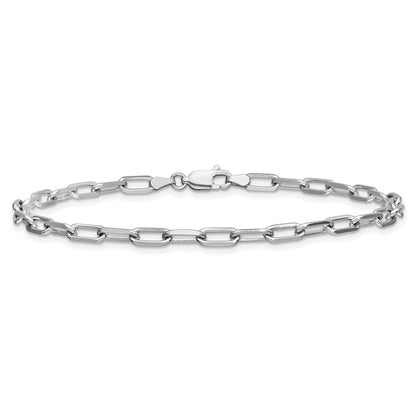 14K Weißgold 3.5mm Massiv Abgeschrägt Büroklammer Gliederarmband
