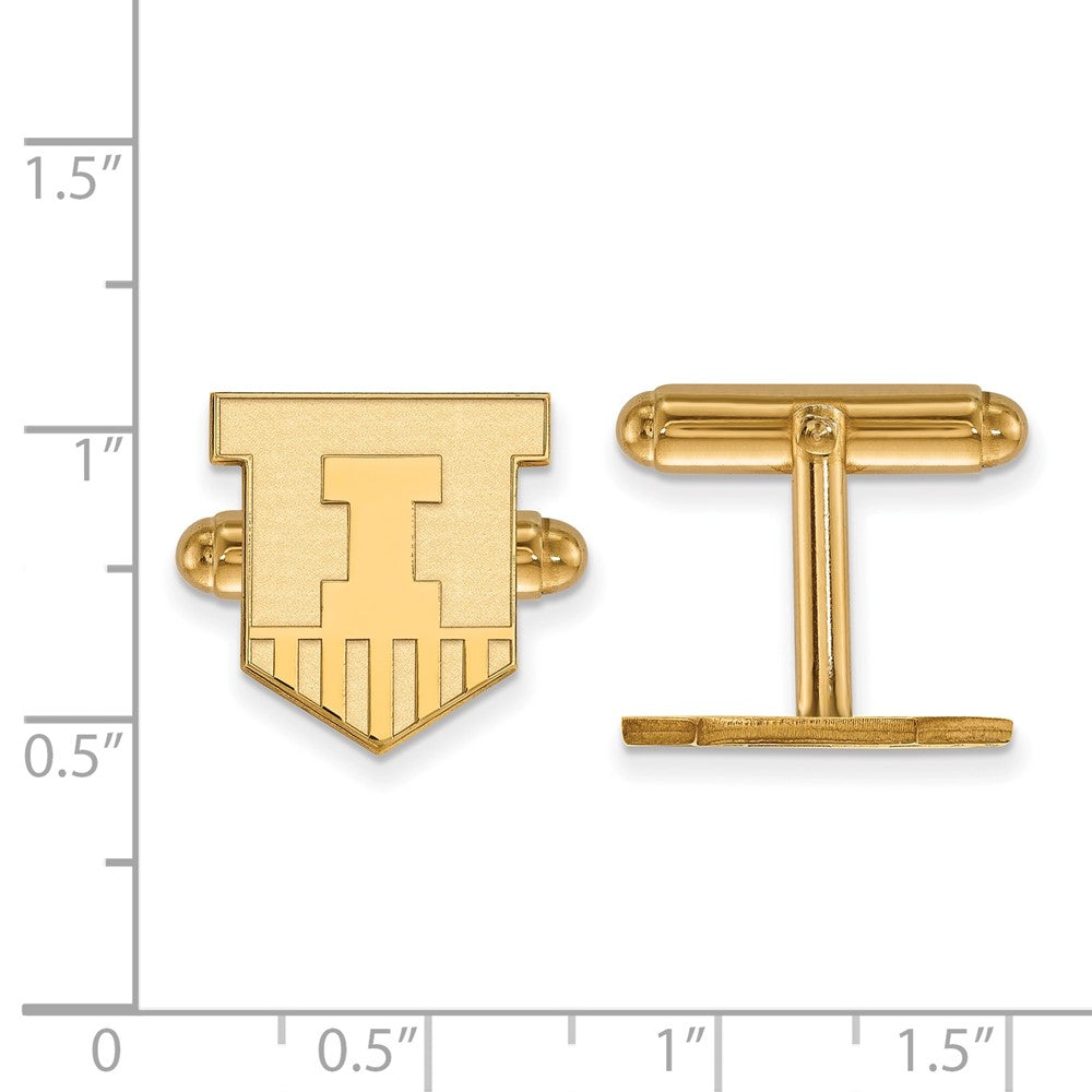 14K Gelbgold Gold Logoart University Of Illinois Victory Abzeichen Manschette Knöpfe