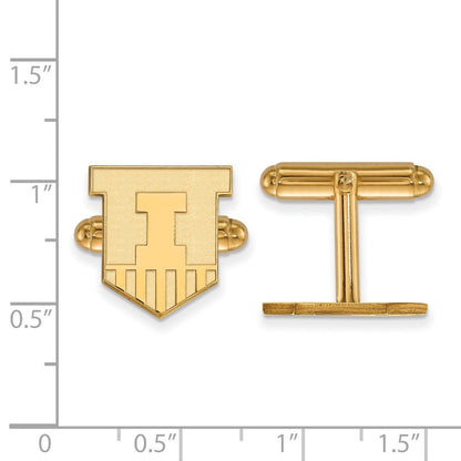 14K Gelbgold Gold Logoart University Of Illinois Victory Abzeichen Manschette Knöpfe