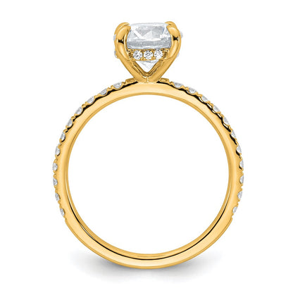 14K Gelbgold Verlobungsring mit 2K zertifiziertem, im Labor gezüchtetem Diamant VS+ F+, rund, komplettes Solitär mit Flair