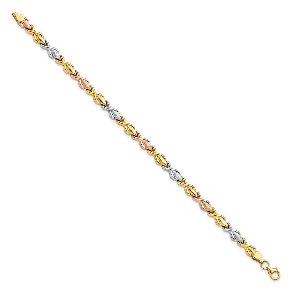 10K Tricolor Gold Tricolor Poliert und Gebürstet Glieder Armband