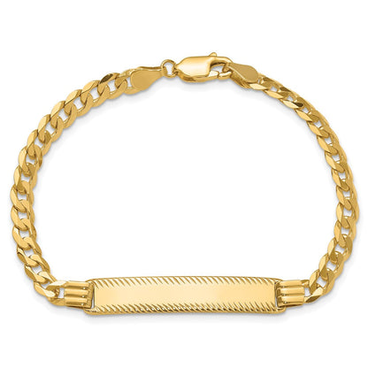 14K Gelbgold Poliert Massiv Kette/solid Platte Panzer Glieder Diamantiert 34x7mm Platte 8 Zoll Id Armband