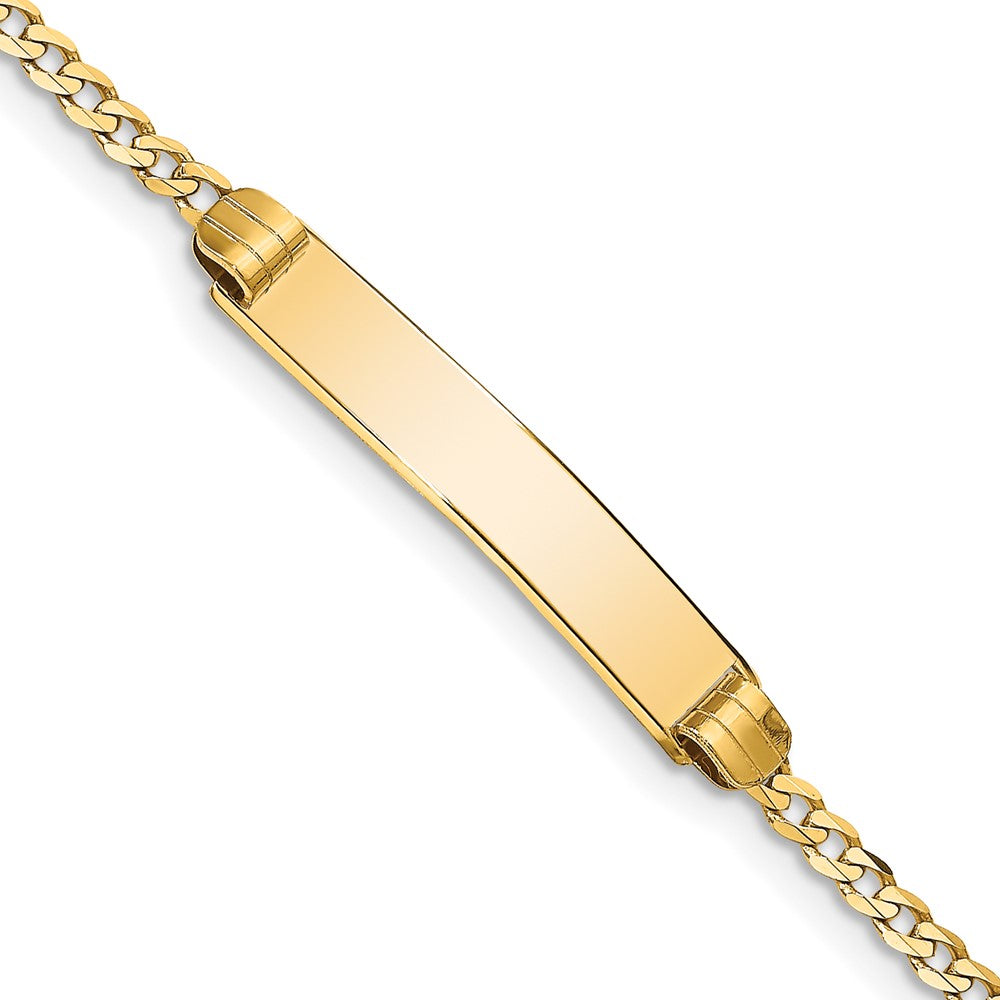 14K Gelbgold Poliert Massiv Kette/solid Platte Panzer Glieder 25x5mm Platte Id Armband