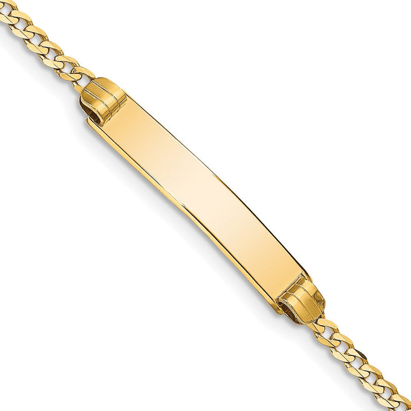 14K Gelbgold Poliert Massiv Kette/solid Platte Panzer Glieder 25x5mm Platte Id Armband