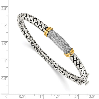 Shey Couture Sterlingsilber mit 14K Akzente Antikisiert Diamant Klappbar Armreif Armband