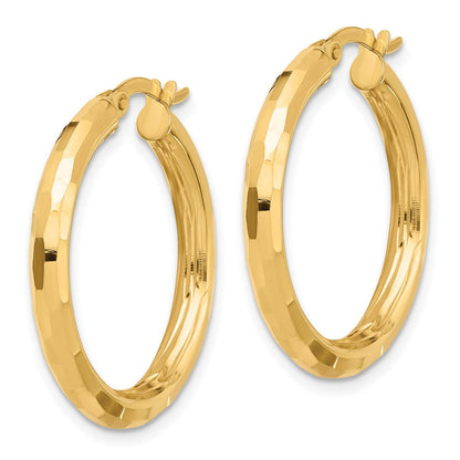 14K Gelbgold Poliert und Diamantiert Creolen