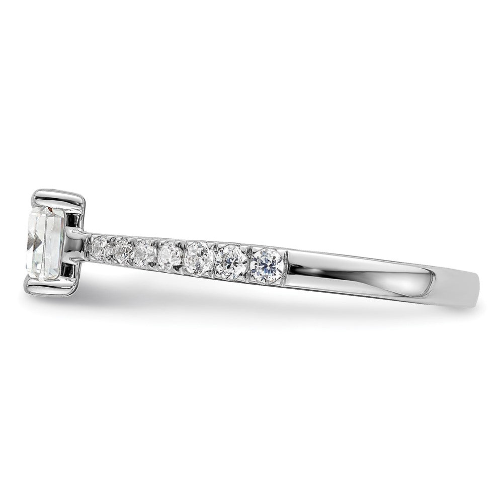 14K Weißgold Ost West (holds 1 Karat (6.9x5.2mm) Smaragd-cut Mittig) 1/4 Karat Diamant Halbfassung Verlobungsring