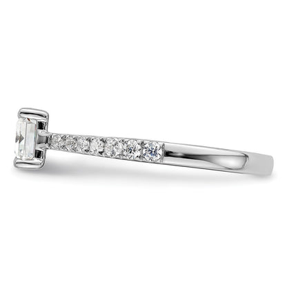 14K Weißgold Ost West (holds 1 Karat (6.9x5.2mm) Smaragd-cut Mittig) 1/4 Karat Diamant Halbfassung Verlobungsring