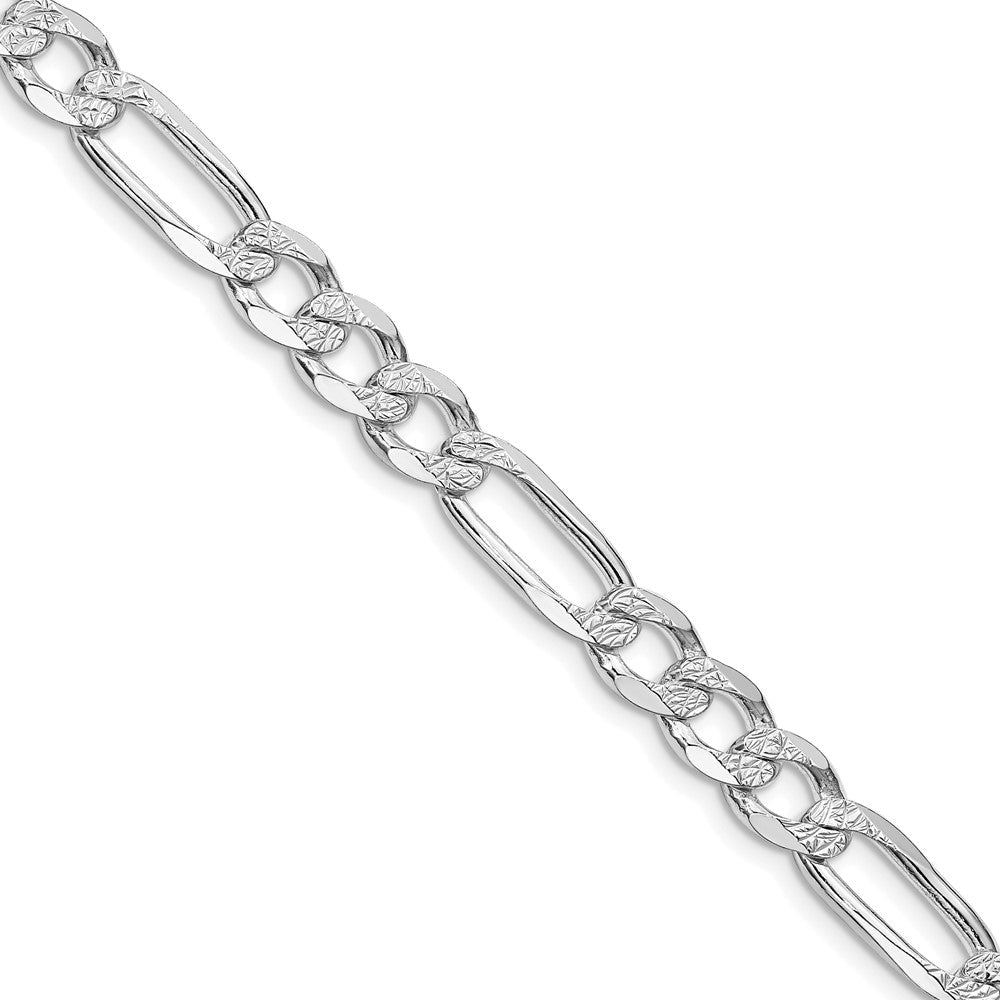 Sterlingsilber Rhodiniert 6.75mm Pavé‚ Flach Figaro Halskette