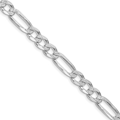Sterlingsilber Rhodiniert 6.75mm Pavé‚ Flach Figaro Halskette