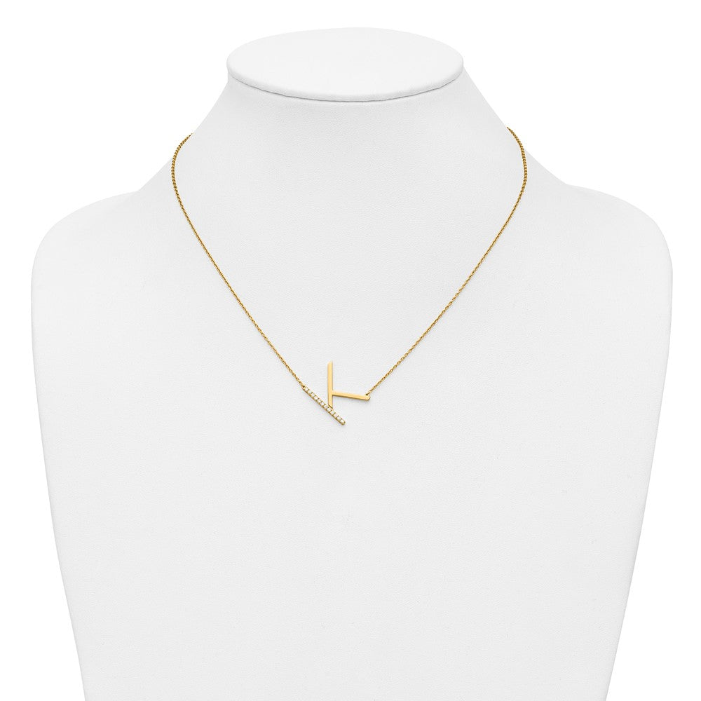 14K Gelbgold Seitlich Diamant Initiale K 18 Zoll Halskette