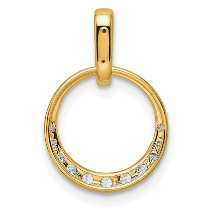 14K Gelbgold Polierter Anhänger mit Kreis-Diamant, 0,25 Karat