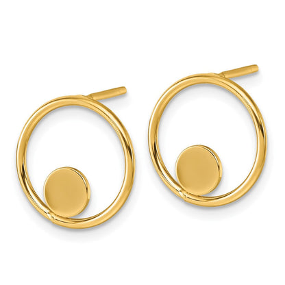 14K Gelbgold Poliert Kreis in Kreis Ohrstecker