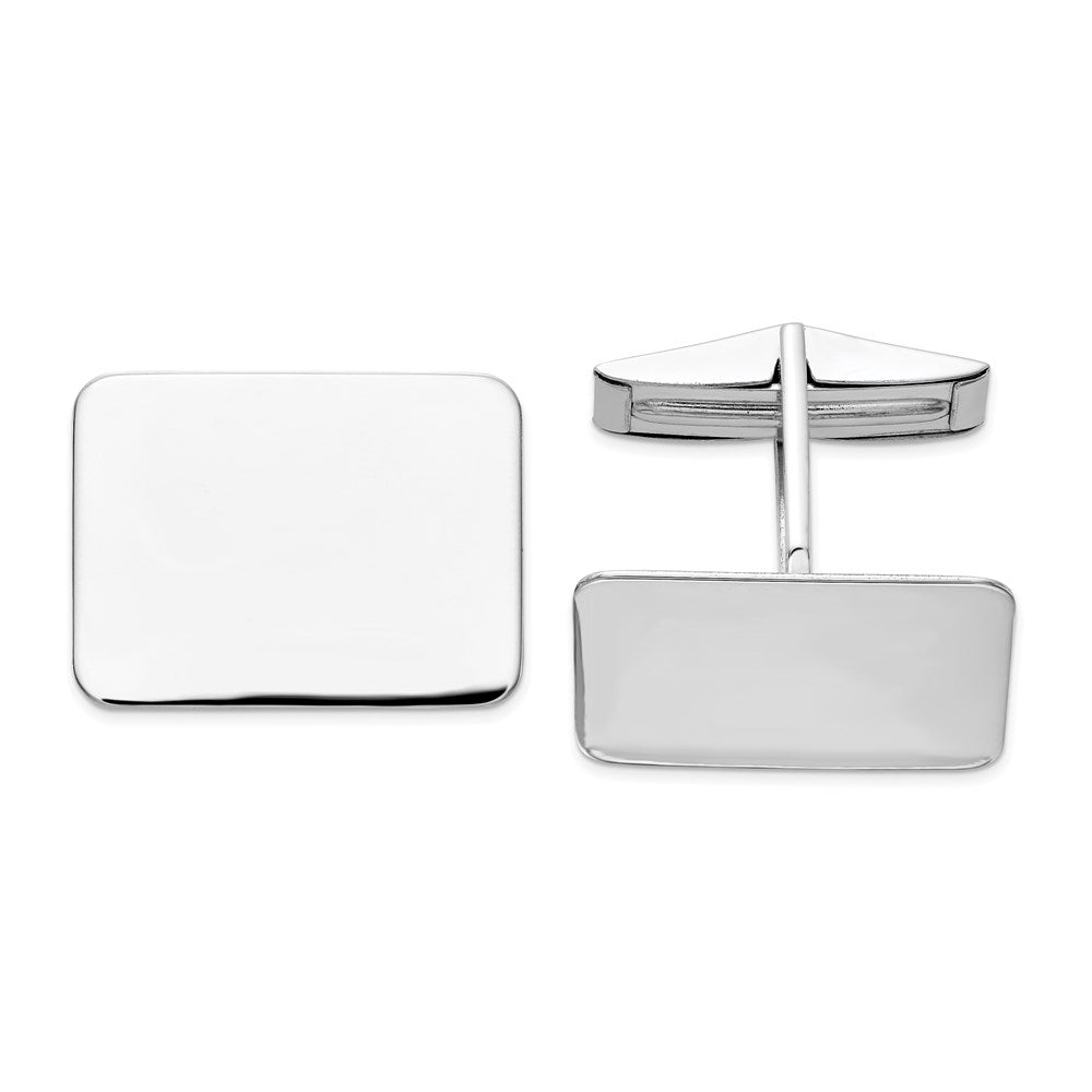 14K Weißgold Herren Rectangular Manschette Knöpfe