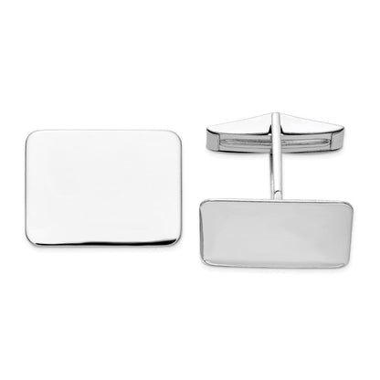 14K Weißgold Herren Rectangular Manschette Knöpfe