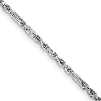 14K Weißgold 1.8mm Diamantiert Milano Kordel Halskette