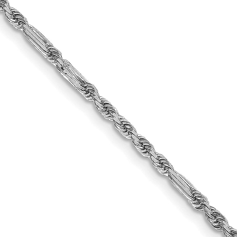 14K Weißgold 1.8mm Diamantiert Milano Kordel Halskette