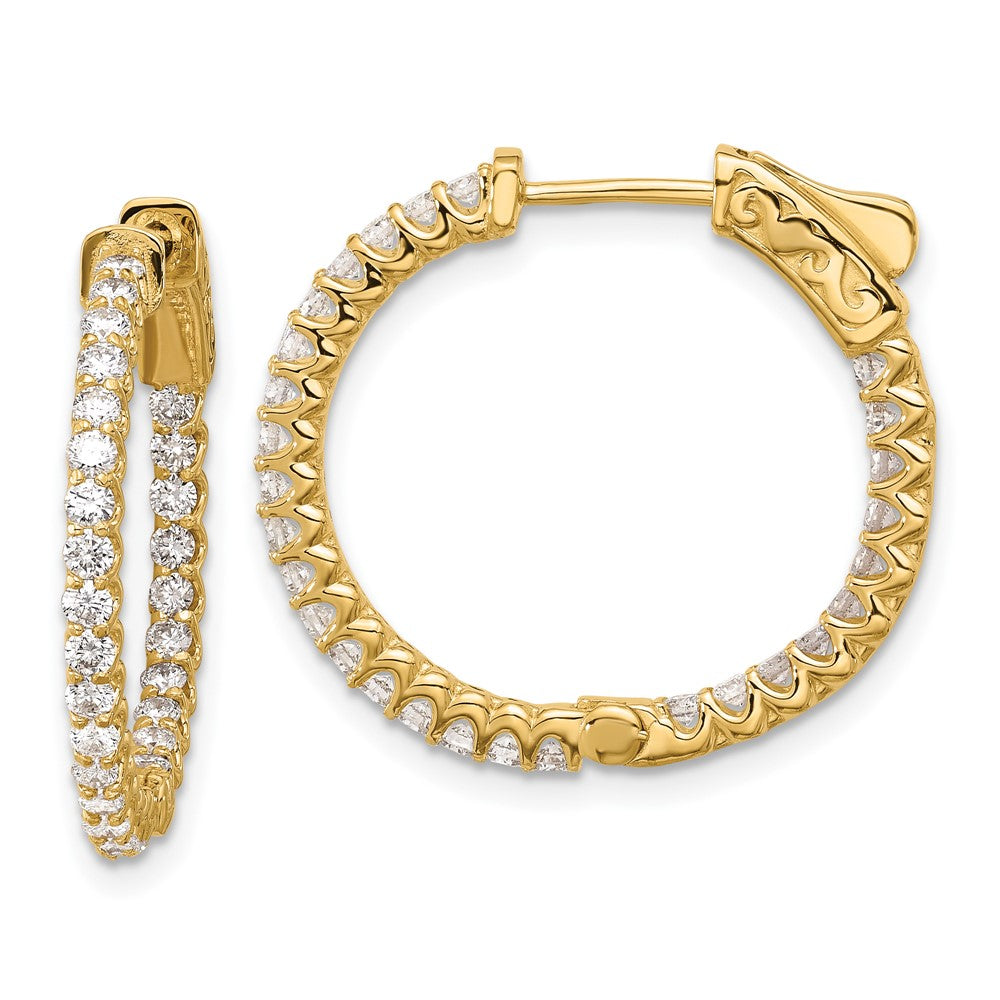 14K Gelbgold 1.12 Karat Diamant In/out Creole mit Sicherheits Verschluss Ohrringe