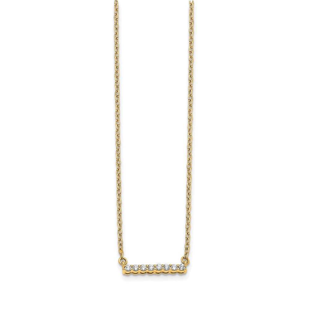 14K Gelbgold Poliert 1/10 Karat Diamant Stab 18 Zoll Halskette