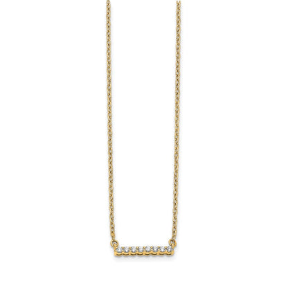14K Gelbgold Poliert 1/10 Karat Diamant Stab 18 Zoll Halskette
