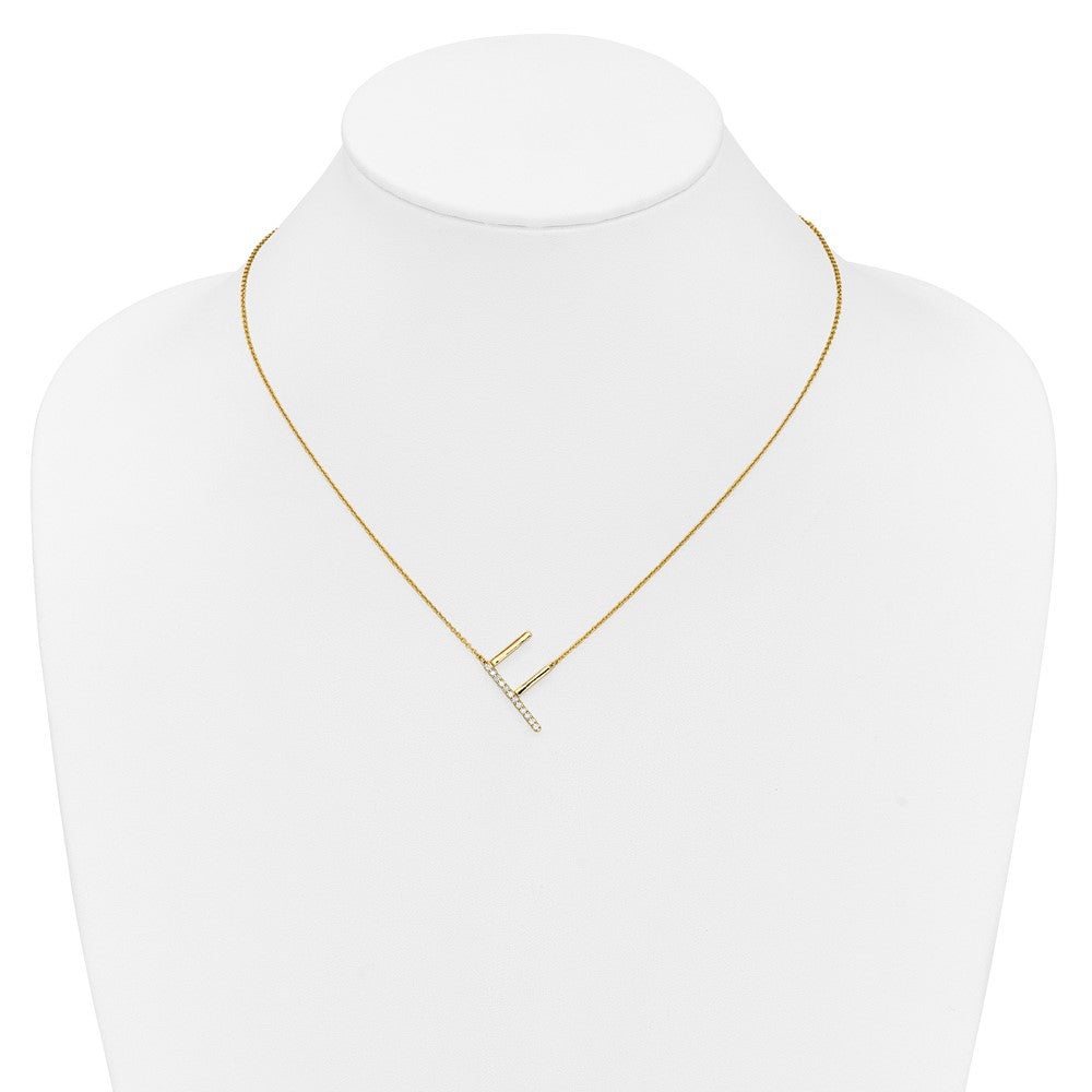 14K Gelbgold Seitlich Diamant Initiale F 18 Zoll Halskette