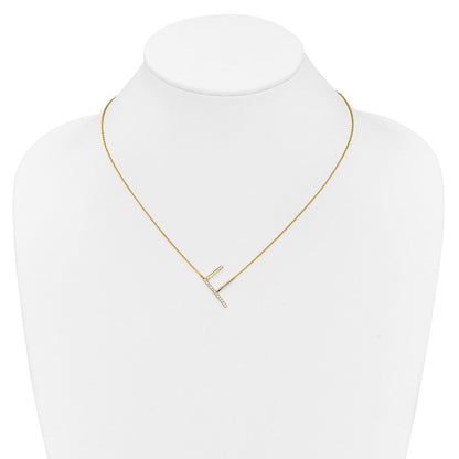 14K Gelbgold Seitlich Diamant Initiale F 18 Zoll Halskette