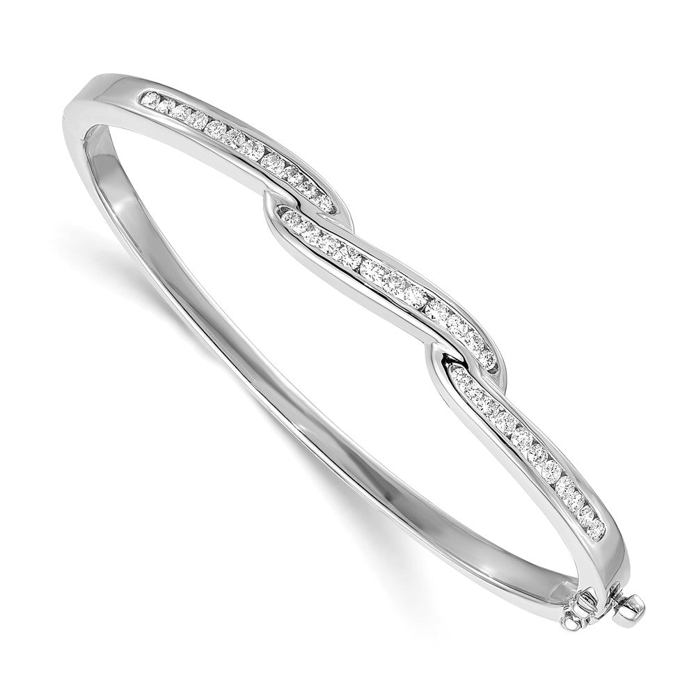 14K Weißgold Aa Diamant Klappbar Armreif