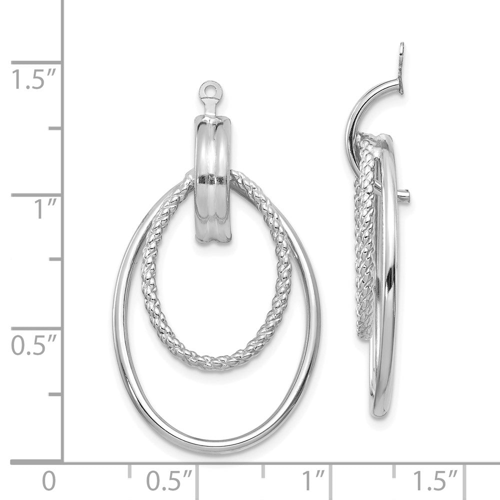 14K Weißgold Poliert Doppelt Oval Doorknocker Ohrring Jacken