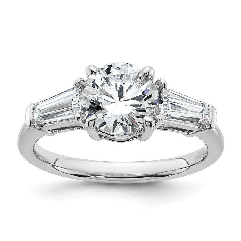 14K Weißgold 2 1/5 Karat Im Labor Gezüchtet Diamant Vs+ F+ Rund und Verjüngt Baguette Komplett Dreistein Verlobungsring