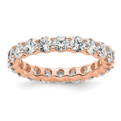 14K Roségold Poliert Größe 8.5 Shared Krappen 3 Karat Diamant Komplett Memoire Ehering Ring