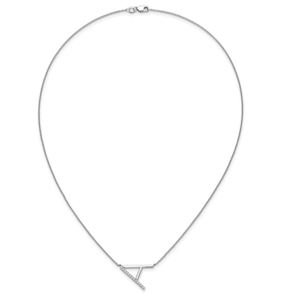 14K Weißgold Seitlich Diamant Initiale A 18 Zoll Halskette