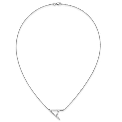 14K Weißgold Seitlich Diamant Initiale A 18 Zoll Halskette