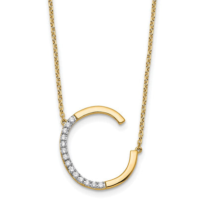 14K Gelbgold Seitlich Diamant Initiale C 18 Zoll Halskette