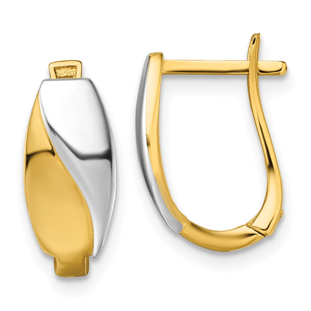 14K Gelbgold mit Rhodium Poliert Klappbar Creolen