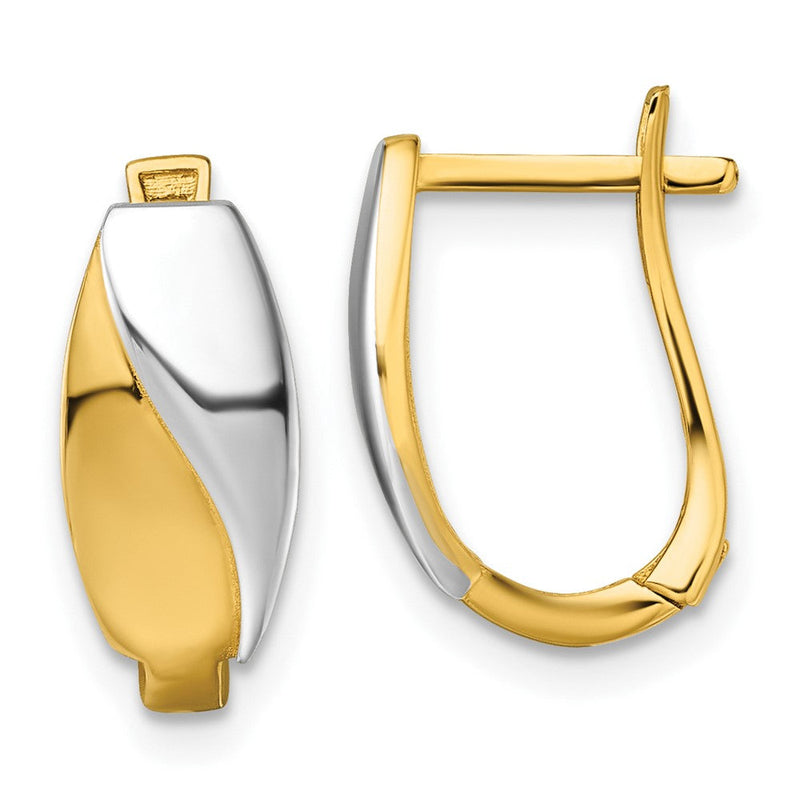 14K Gelbgold mit Rhodium Poliert Klappbar Creolen