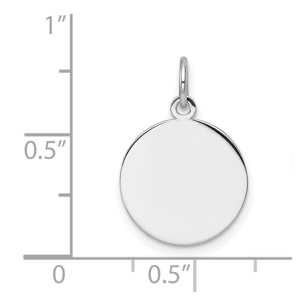 14K Weißgold Schlicht Rund Gravierbar Plättchen Charm