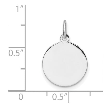 14K Weißgold Schlicht Rund Gravierbar Plättchen Charm