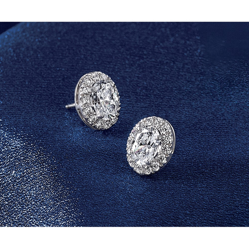 14K 2,5 ct. Zertifizierte Laborgezüchtete Diamant VS/SI+ G+ Komplett Oval Halo Ohrringe