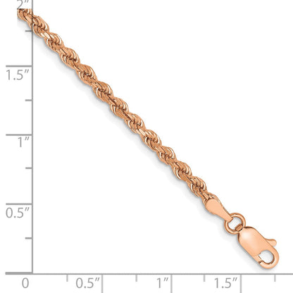 14K Roségold 2.75mm Diamantiert Kordel mit Karabinerverschluss Gliederarmband