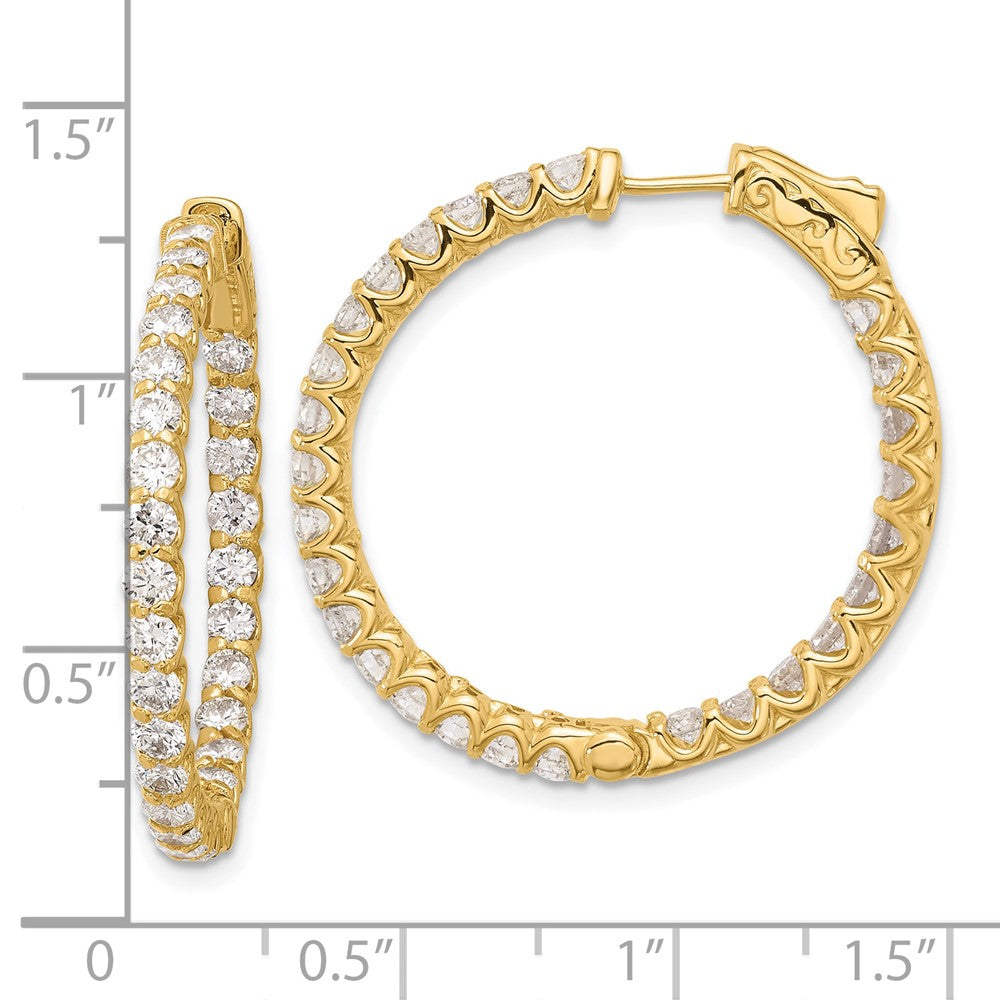 14K Gelbgold 3.2 Karat Diamant In/out Creole mit Sicherheits Verschluss Ohrringe