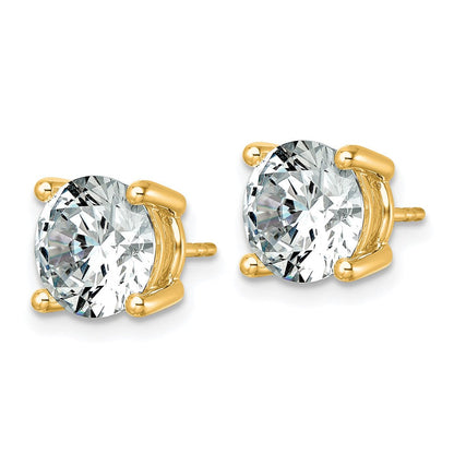 14K Gelbgold Ohrstecker mit 6K im Labor gezüchteten runden Diamanten, VS+ F+, komplette Vierzacken-Fassung, leichtgewicht
