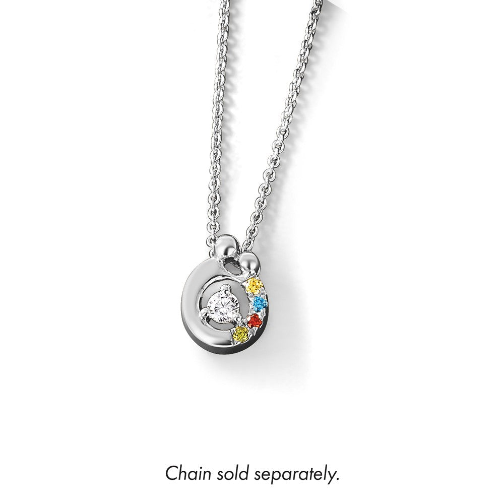 14K Weißgold 4 Geburtsstein und Diamant Mutter/child Kette Anhänger Halbfassung