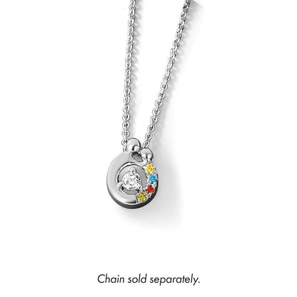 14K Weißgold 4 Geburtsstein und Diamant Mutter/child Kette Anhänger Halbfassung