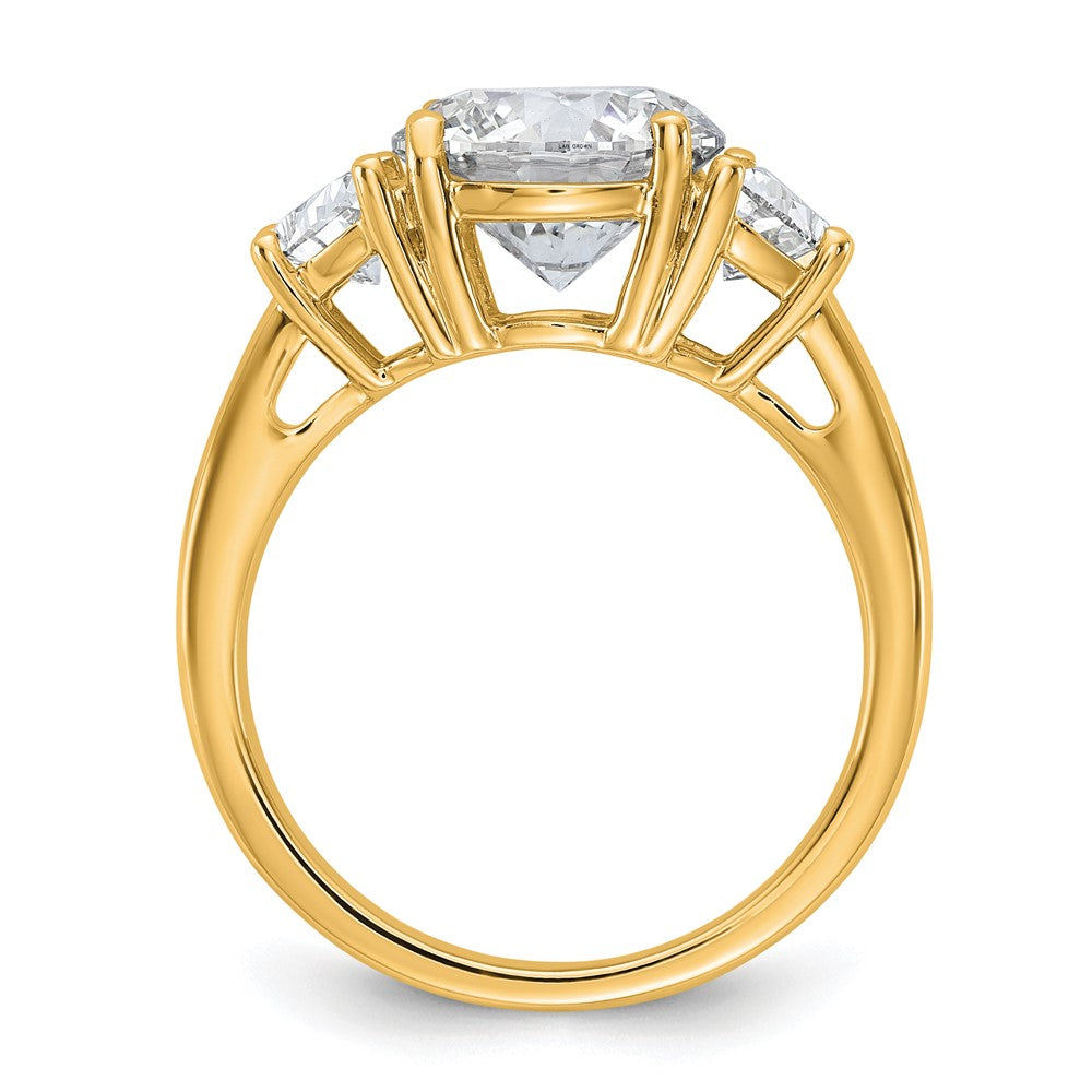14K Gelbgold 1 Karat Im Labor Gezüchtet Diamant Vs+ F+ 3 Karat Mittig Rund Halbfassung Dreistein Verlobungsring