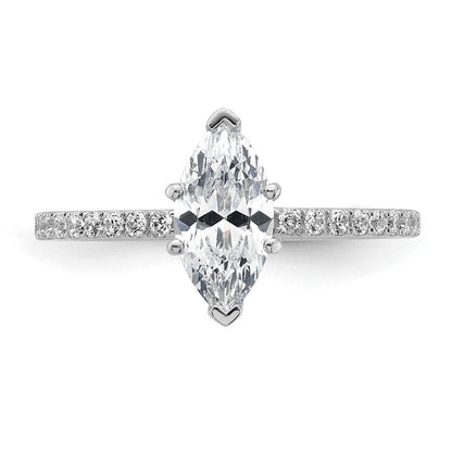 14K Weißgold 1 3/8K Zertifizierter Laborgezüchteter Diamant VS+ F+ Marquise Komplett-Solitär mit Flair Verlobungsring