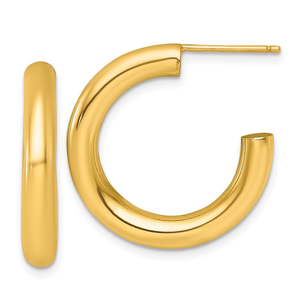 14K Gelbgold Poliert 4.0 X 25mm Röhre C-hoop Ohrstecker