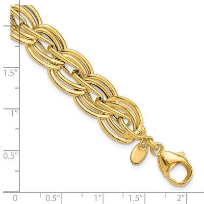14K Gelbgold Poliert 12mm Fantasieglieder Gliederarmband