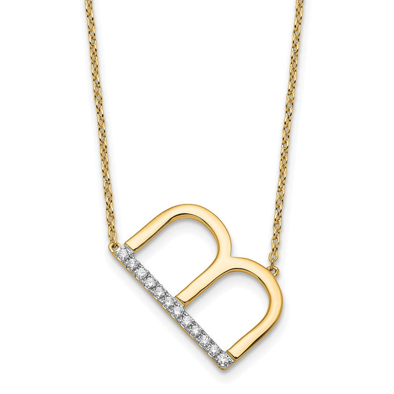 14K Gelbgold Seitlich Diamant Initiale B 18 Zoll Halskette